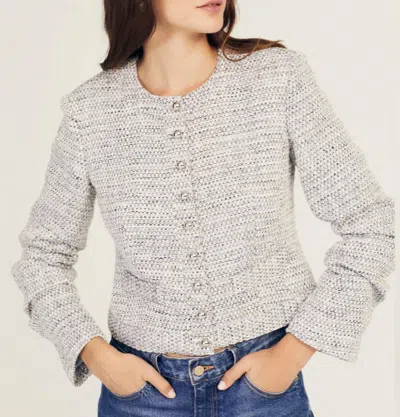 Derek Lam 10 Crosby Pierra Ruched Sleeve Jacket In Blue Ivory In Multi