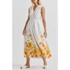 Derek Lam 10 Crosby Nara Border Print Cotton Maxi Dress
