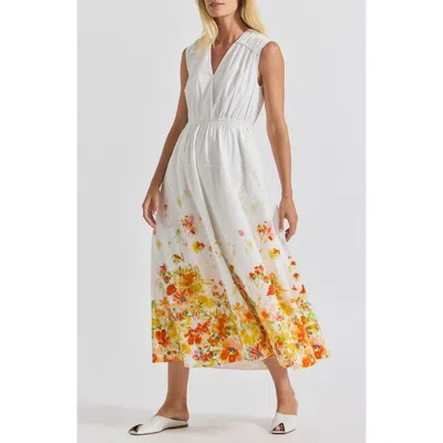 DEREK LAM 10 CROSBY DEREK LAM 10 CROSBY PLACED FLORAL SLEEVELESS COTTON DRESS