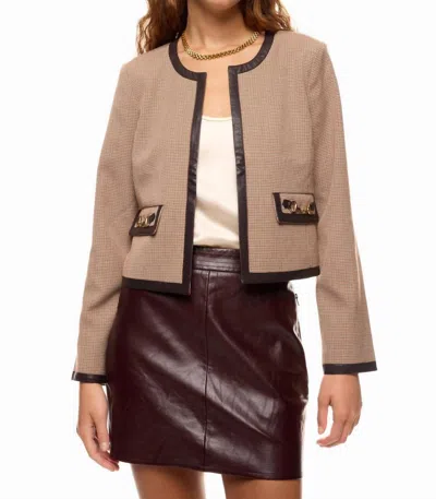Derek Lam 10 Crosby Plaid Collarless Jacket In Brown