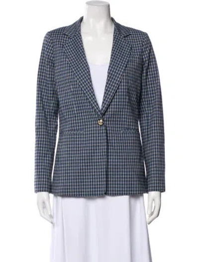 Pre-owned Derek Lam 10 Crosby Plaid Print Blazer In Blue