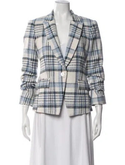 Pre-owned Derek Lam 10 Crosby Plaid Print Blazer In Blue