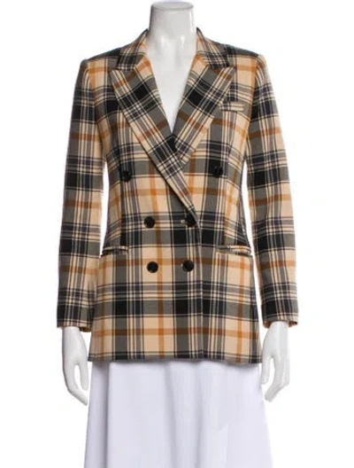 Pre-owned Derek Lam 10 Crosby Plaid Print Blazer In Brown