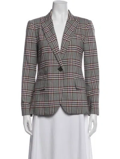 Pre-owned Derek Lam 10 Crosby Plaid Print Blazer In Grey