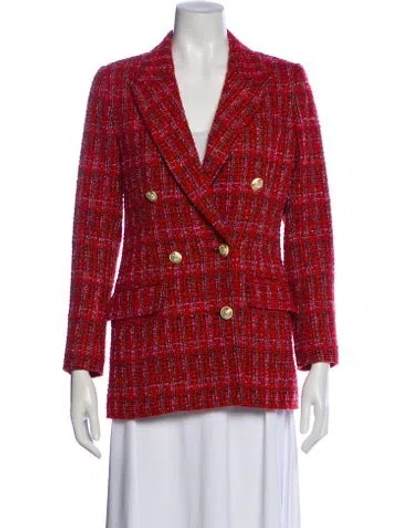 Pre-owned Derek Lam 10 Crosby Plaid Print Blazer In Red