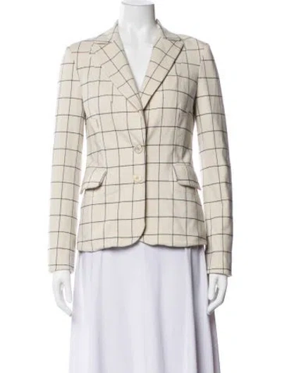 Pre-owned Derek Lam 10 Crosby Plaid Print Blazer In White