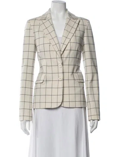 Pre-owned Derek Lam 10 Crosby Plaid Print Blazer In White