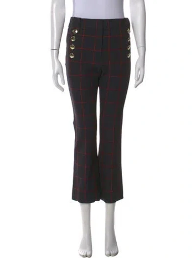 Pre-owned Derek Lam 10 Crosby Plaid Print Flared Pants In Black