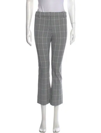 Pre-owned Derek Lam 10 Crosby Plaid Print Flared Pants In Gray