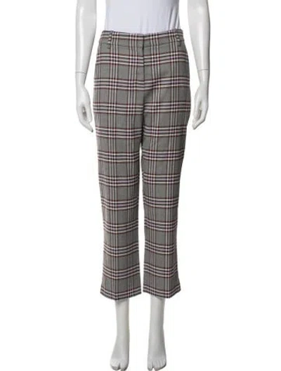 Pre-owned Derek Lam 10 Crosby Plaid Print Flared Pants In Grey