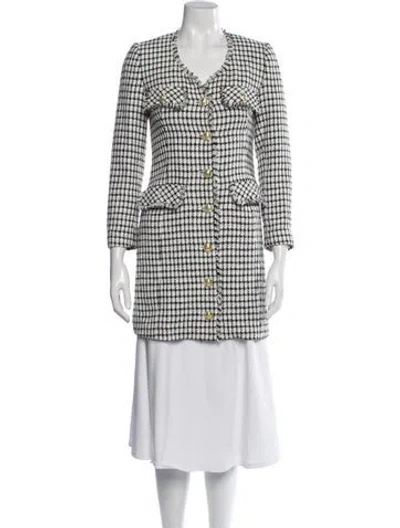 Pre-owned Derek Lam 10 Crosby Plaid Print Jacket In White