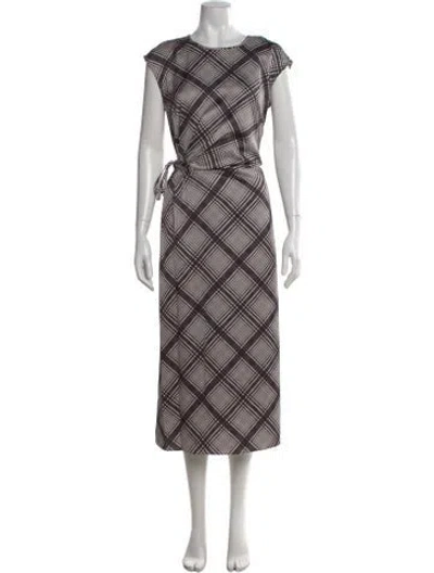 Pre-owned Derek Lam 10 Crosby Plaid Print Long Dress W/ Tags In Gray