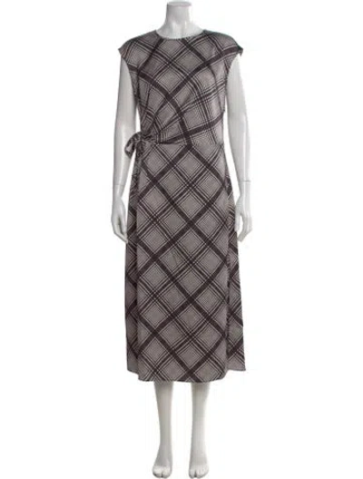 Pre-owned Derek Lam 10 Crosby Plaid Print Long Dress W/ Tags In Gray