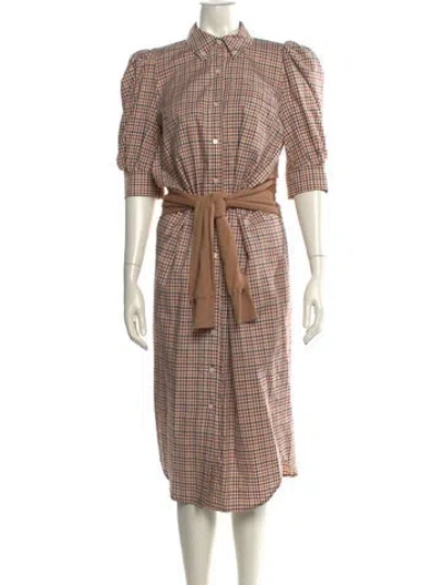 Pre-owned Derek Lam 10 Crosby Plaid Print Midi Length Dress In Neutral