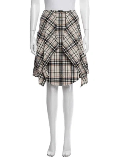 Pre-owned Derek Lam 10 Crosby Plaid Print Midi Length Skirt W/ Tags In Neutrals