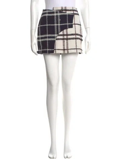 Pre-owned Derek Lam 10 Crosby Plaid Print Mini Skirt In Blue