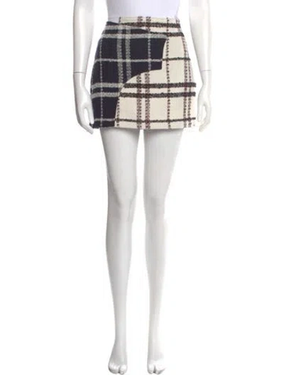 Pre-owned Derek Lam 10 Crosby Plaid Print Mini Skirt In Blue