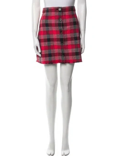 Pre-owned Derek Lam 10 Crosby Plaid Print Mini Skirt W/ Tags In Red