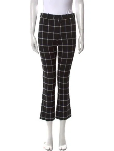 Pre-owned Derek Lam 10 Crosby Plaid Print Straight Leg Pants In Black