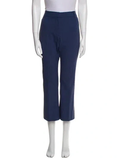 Pre-owned Derek Lam 10 Crosby Plaid Print Straight Leg Pants In Blue