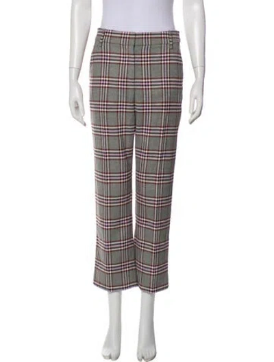 Pre-owned Derek Lam 10 Crosby Plaid Print Straight Leg Pants In Gray