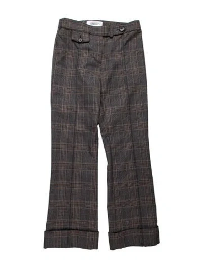 Pre-owned Derek Lam 10 Crosby Plaid Print Straight Leg Pants In Multi