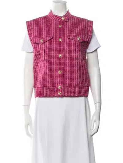 Pre-owned Derek Lam 10 Crosby Plaid Print Vest W/ Tags In Pink