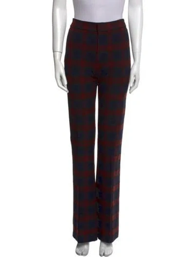 Pre-owned Derek Lam 10 Crosby Plaid Print Wide Leg Pants In Blue