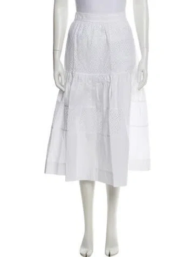 Pre-owned Derek Lam 10 Crosby Pleated Accents Midi Length Skirt In White