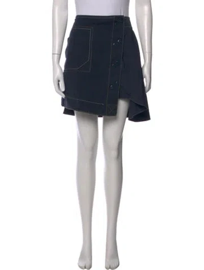Pre-owned Derek Lam 10 Crosby Pleated Accents Mini Skirt In Blue
