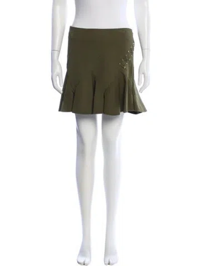 Pre-owned Derek Lam 10 Crosby Pleated Accents Mini Skirt In Green