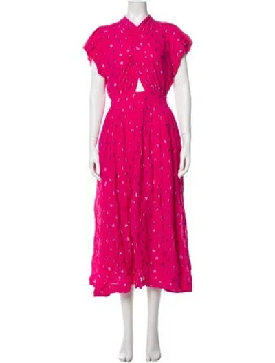 Pre-owned Derek Lam 10 Crosby Polka Dot Print Long Dress In Pink
