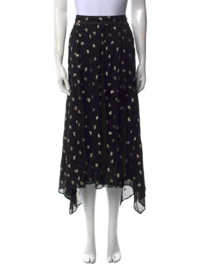 Pre-owned Derek Lam 10 Crosby Polka Dot Print Midi Length Skirt In Black