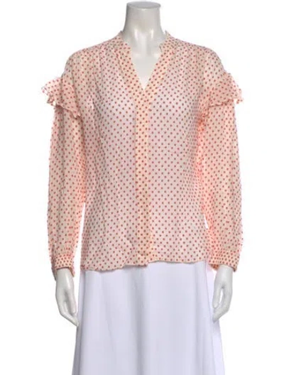 Pre-owned Derek Lam 10 Crosby Polka Dot Print V-neck Blouse In Neutral