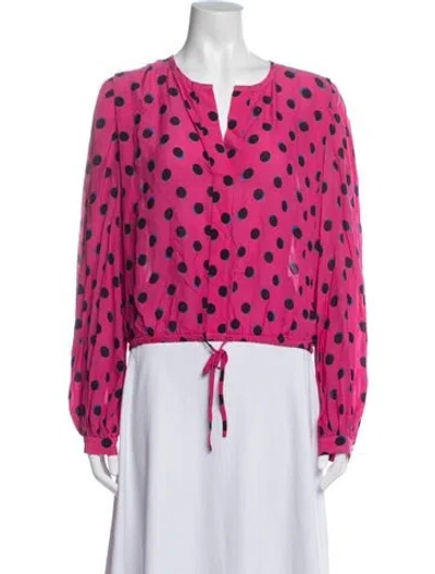 Pre-owned Derek Lam 10 Crosby Polka Dot Print V-neck Blouse In Pink