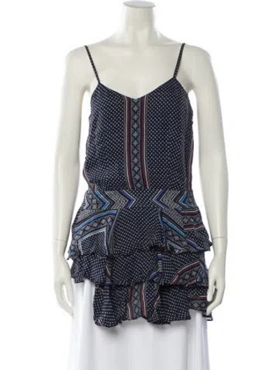 Pre-owned Derek Lam 10 Crosby Polka Dot Print V-neck Tunic In Blue