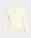 Derek Lam 10 Crosby Prewett Zip Front Jacket In Blanc De Blanc