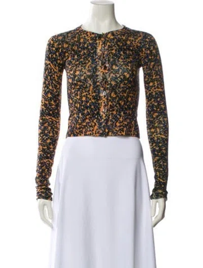 Pre-owned Derek Lam 10 Crosby Printed Crew Neck Sweater In Orange