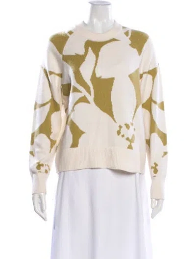 Pre-owned Derek Lam 10 Crosby Printed Crew Neck Sweater In White