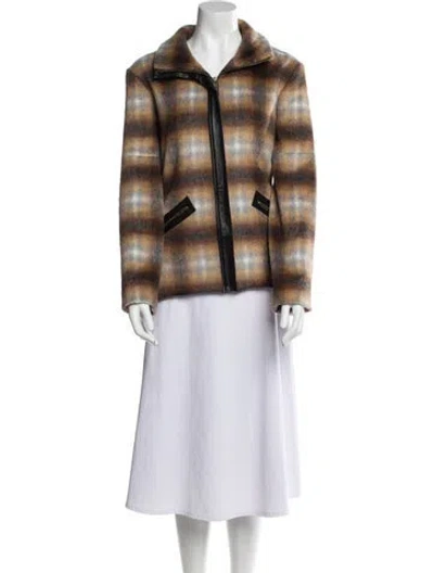 Pre-owned Derek Lam 10 Crosby Printed Faux Fur Jacket In Neutral