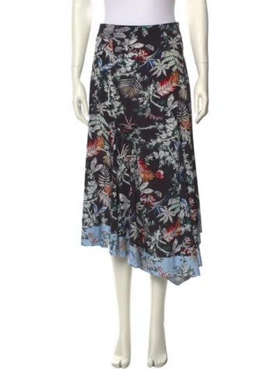 Pre-owned Derek Lam 10 Crosby Printed Midi Length Skirt In Black