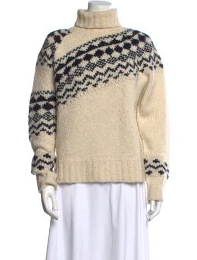 Pre-owned Derek Lam 10 Crosby Printed Turtleneck Sweater In Neutral