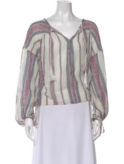 Pre-owned Derek Lam 10 Crosby Printed V-neck Blouse In Neutral