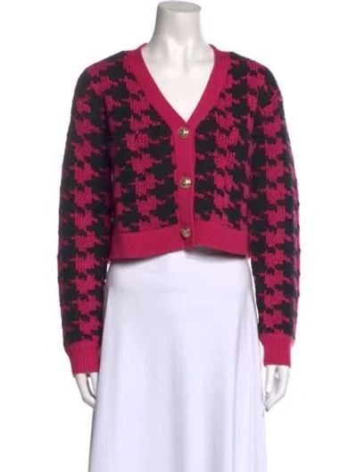 Pre-owned Derek Lam 10 Crosby Printed V-neck Sweater In Pink