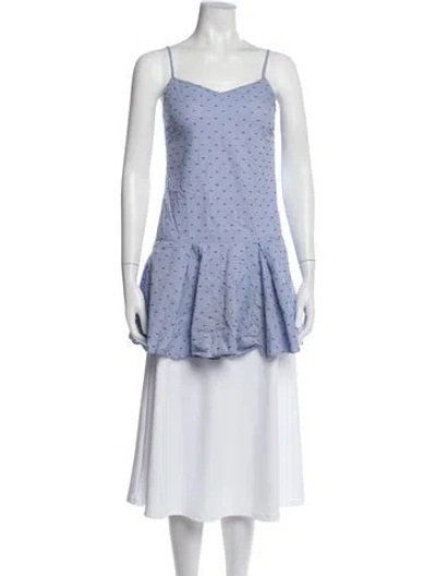 Pre-owned Derek Lam 10 Crosby Printed V-neck Tunic In Blue