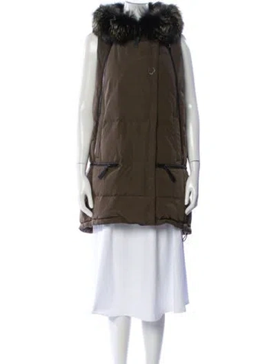 Pre-owned Derek Lam 10 Crosby Puffer Vest In Green