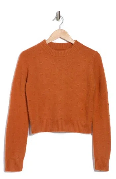 Derek Lam 10 Crosby Quentin Bubble Knit Wool Blend Crop Sweater In Amber