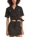 Derek Lam 10 Crosby Ragean Utility Wrap Top In Black
