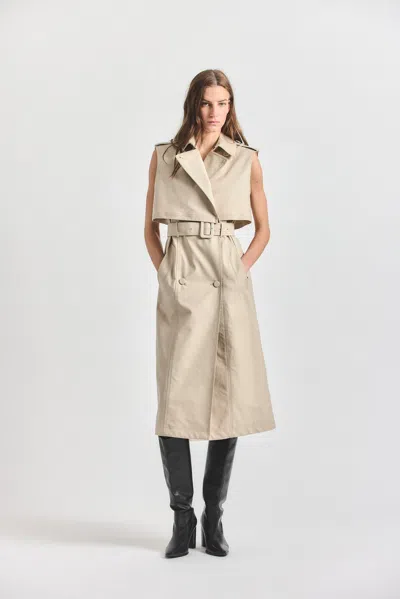 Derek Lam 10 Crosby Reign Sleeveless Trench Dress In Neutral