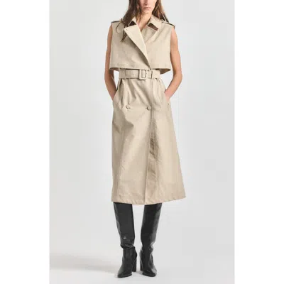Derek Lam 10 Crosby Reign Stretch Trench Midi Dress In Neutral